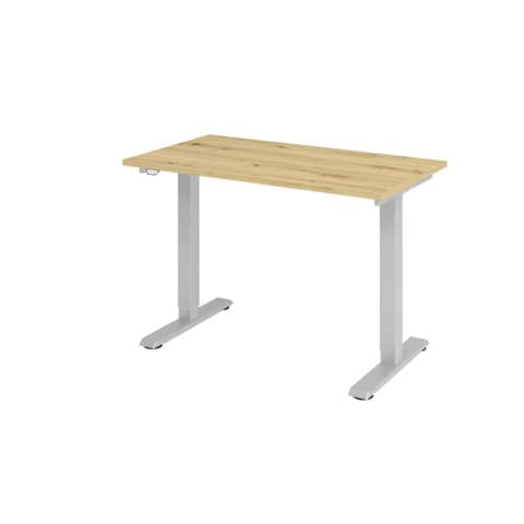 Schreibtisch T-Fuß - 120 x 71-120 x 67cm, elektrisch höhenverstellbar, asteiche/silber HAMMERBACHER MONTVXMST612/R/S