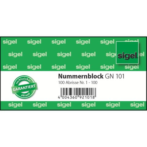 Garderobennummernblock 1-100, 100 Blatt, sortiert SIGEL GN101