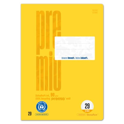 Heft, A4, 90g/m², Lin.29, rautiert mit Randlinie STAUFEN PREMIO 040782029