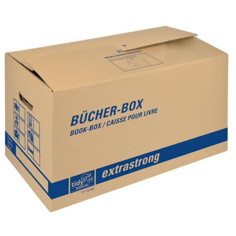 Transportbox, Bücherbox, 575 x 295 x 335 mm, extrastarke Doppelwellpappe, braun TIDYPAC TP110.005