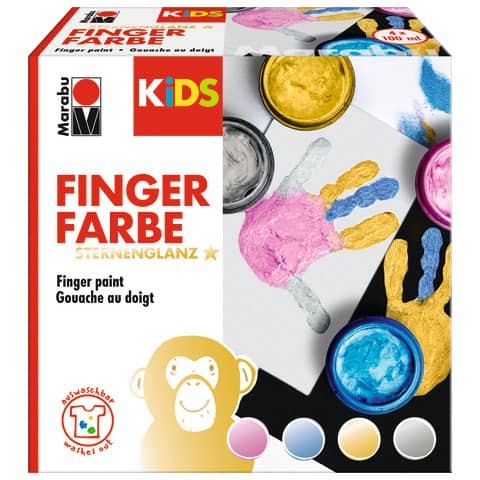 Fingerfarbe Sternenglanz, 100ml, 4 Stück, sortiert MARABU KiDS 0303000000086