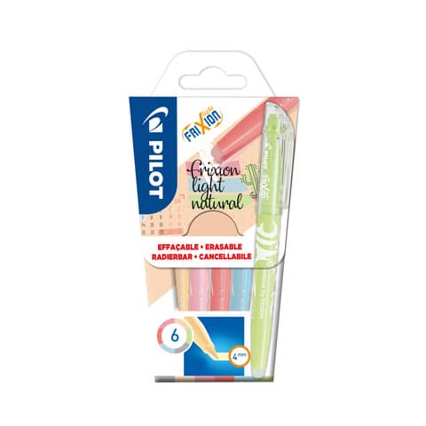 Textmarker FriXion Light Natural, 3,8mm, 6 Stück, sortiert PILOT 4136SG6N