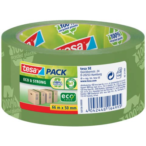 Packband tesapack® Eco & Strong, PP, 66 m x 50 mm, grün TESA 58156-00000-00