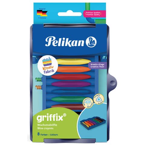 Wachsmalstifte griffix®, 8 Stück, sortiert PELIKAN 700825