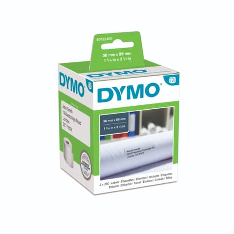 Adressetiketten, 36x89mm, 2x260 Stück, weiß DYMO S0722400