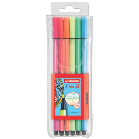 Fasermaler Pen 68 Etui "Neon", mit 6 Leuchtfarben STABILO 6806-1