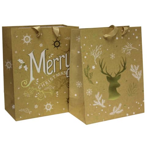 Weihnachts-Geschenktragetasche Packpapier, 23x18x10cm, sortiert  51473