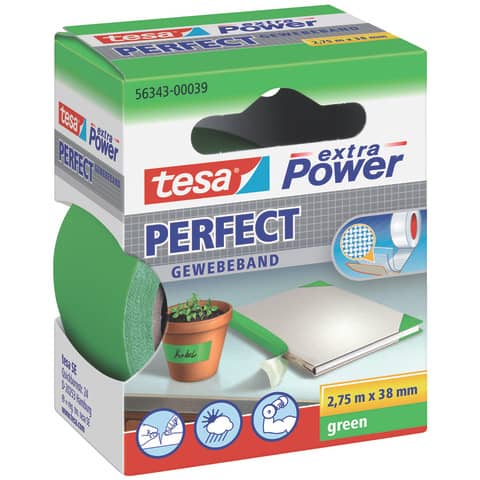 Gewebeklebeband tesa® extra Power Gewebeband, 2,75 m x 38 mm, grün TESA 56343-00039-03