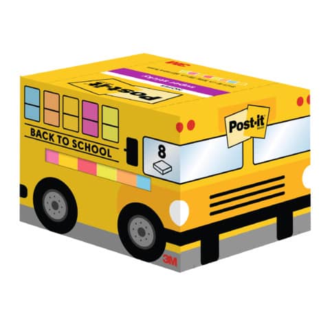 Haftnotizblock Super Sticky Notes 'Bus', 63,5x76mm, 8x90 Blatt, sortiert POST-IT 6720SS-8C