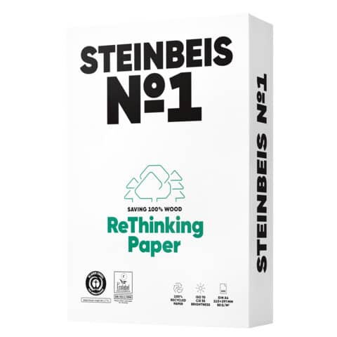 Kopierpapier No.1 Recycling, A4, 80g/m², 500 Blatt, weiß STEINBEIS K1206666080A