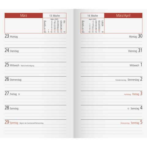 Kalendereinlage Taschenkalender TM15 2025, 87x153mm RIDO 70-12 111 005