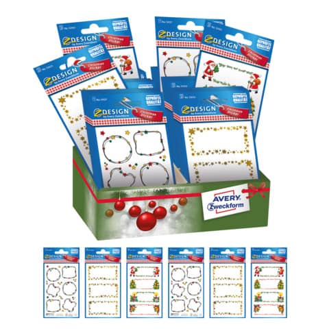 Display Weihnachtssticker Beschriftung, 60 Stück, sortiert AVERY ZWECKFORM 52981