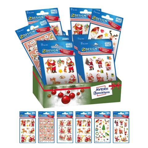 Weihnachtssticker Weihnachtsfiguren, 60 Stück, sortiert AVERY ZWECKFORM 52986