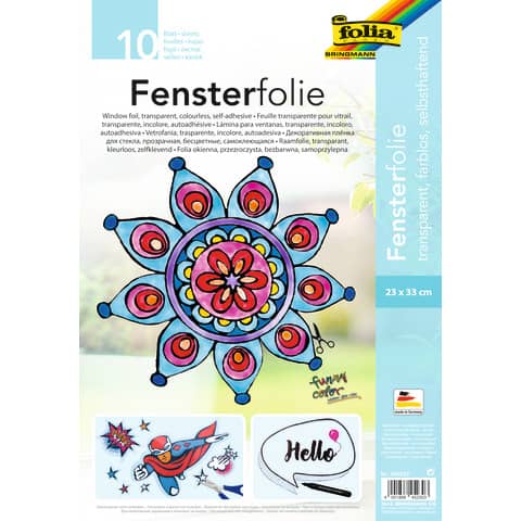 Fensterfolie selbsthaftend, 23x33cm, 10 Blatt FOLIA 450230