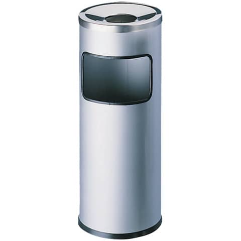 Papierkorb mit Ascher SAFE rund, Metall, 250x630mm (ØxH), 17 l, metallic silber DURABLE 3332 23