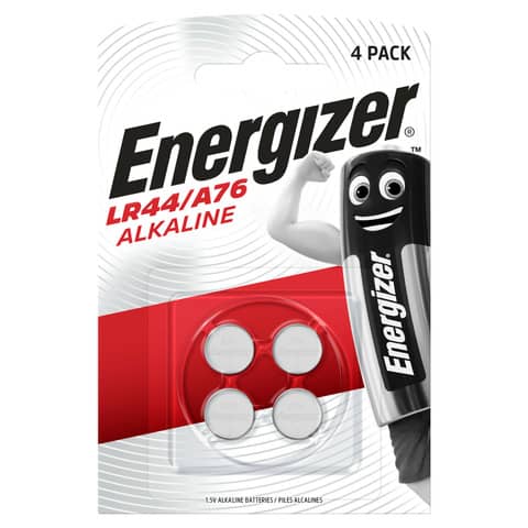 Knopfzellen-Batterie Alkali-Mangan LR44/A76/AG13, 4 Stück ENERGIZER E300141402