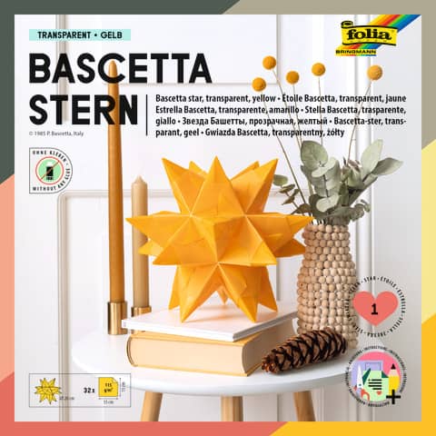 Bastelset Bascetta Stern, 15 x 15 cm, gelb FOLIA 814/1515