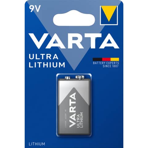 Batterie Lithium ULTRA 9V, 6LR61/E-Block, 1 Stück VARTA 06122301401