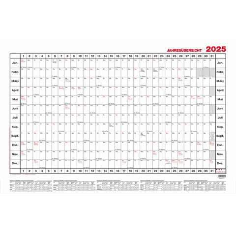 Wandkalender Jahresübersicht, 96,5x60cm quer GÜSS 5V