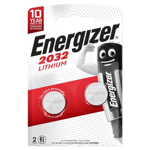 Knopfzellen-Batterie Lithium CR2032, 2 Stück ENERGIZER E301021402