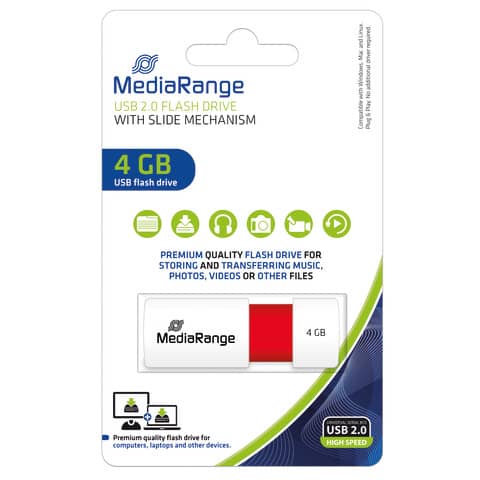 USB Stick 2.0, 4GB, rot MEDIARANGE MR970