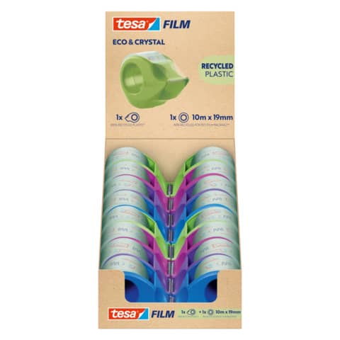 Handabroller Eco & Crystal Mini Dispenser, 1 Rolle 10mx19mm, sortiert TESA 59039-00000-00