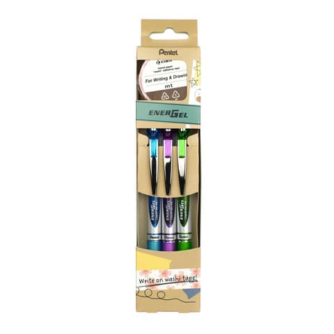 Tintenroller EnerGel Set sortiert  plus Washi-Tape Kirschblüte PENTEL BL77MT-3COL