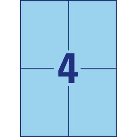 Etiketten farbig, 105x148mm, 400 Stück, blau AVERY ZWECKFORM 3457