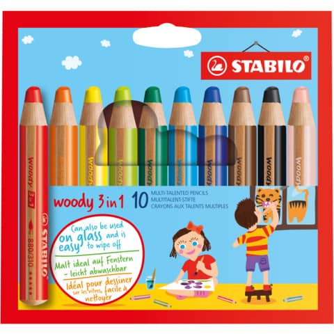 Multitalent-Stift woody 3 in 1, Kartonetui mit 10 Stiften STABILO 880/10