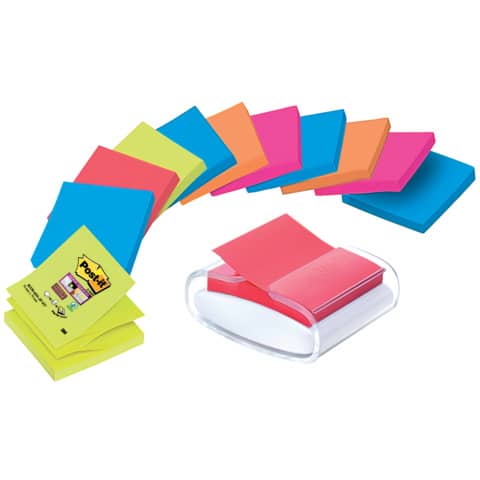 Haftnotizspender Super Sticky Z-Notes+12 Block, schwarz/transparent POST-IT PRO-W12N