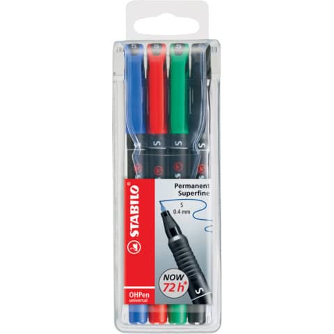 Folienstift OHPen universal, 0,4 mm, permanent, Etui mit 4 Stiften STABILO 841/4