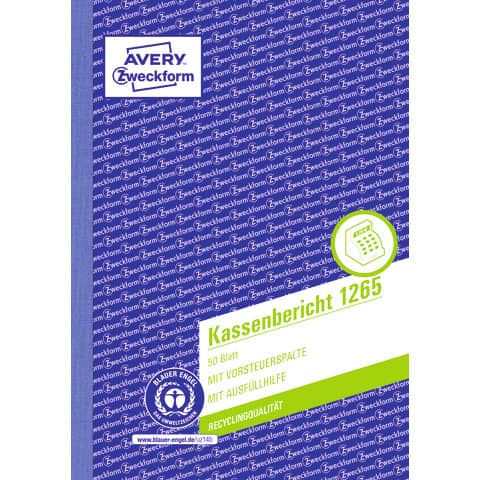 Kassenbericht Recycling, A5 AVERY ZWECKFORM 1265