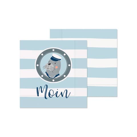 Motivserviette Meeresfreunde - Moin, 33 x 33cm, 3-lagig FÜR DICH 130852