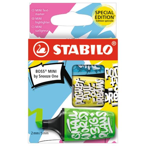 Textmarker BOSS® MINI by Snooze One, 3 Stück, sortiert STABILO 07/03-61