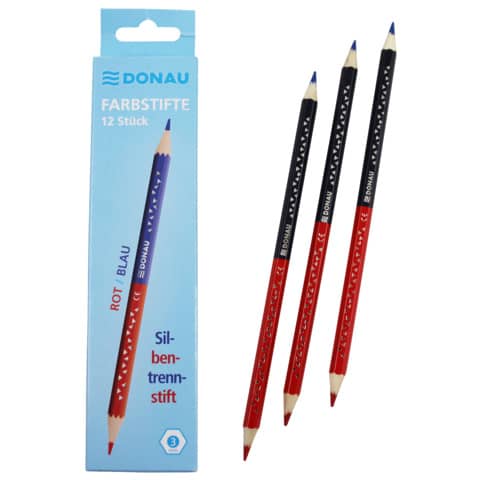 Farbstift-Silbenstift Slim, rot/blau DONAU 3811102-04