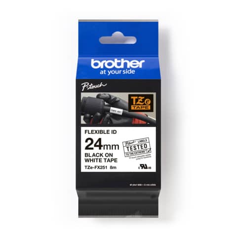 Schriftband, 24mmx8m, schwarz/weiß BROTHER TZEFX251