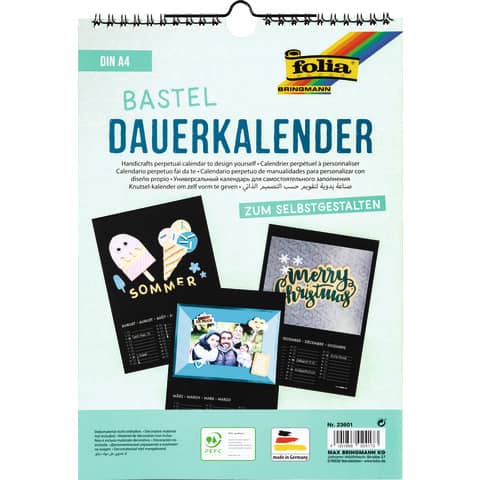 Bastelkalender, A4, 13 Blatt, schwarz FOLIA 23601