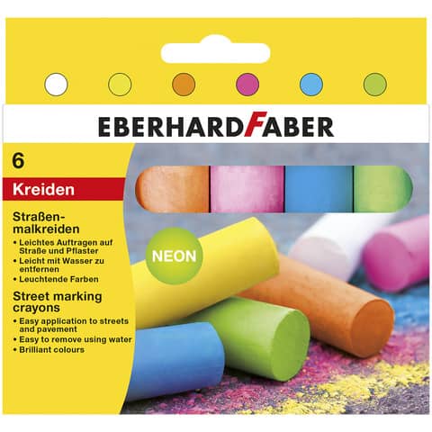 Straßenmalkreide Neon, 6 Stück, sortiert EBERHARD FABER 526505