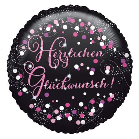 Folienballon Herzlichen Glückwunsch, Ø43cm, sparkling pink AMSCAN 3771501