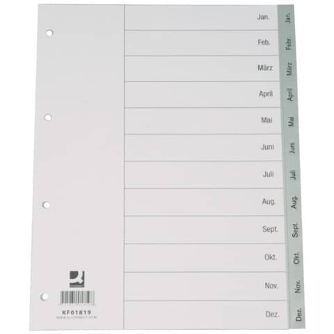 Register Jan-Dez, A4, Plastik Q-CONNECT KF01819