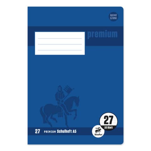 Heft, A5, 90g/m², 16 Blatt, Lin.27, liniert mit Rand STAUFEN PREMIUM 734010377