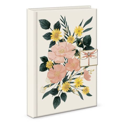 Notizbuch Spring Garden Bouquet mit Brosche, A5, 104 Blatt, liniert PUNCH STUDIO 50481