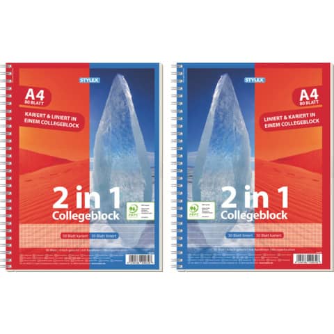 Collegeblock 2in1, A4, 80 Blatt, kariert/liniert TOPPOINT 40032A