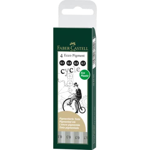 Tintenschreiber Ecco Pigment 4ST sortiert  - FABER CASTELL 166004