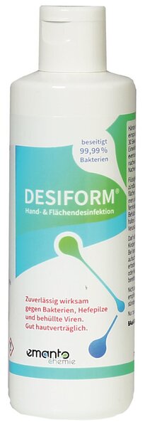 Händedesinfektionsmittel, Flächendesinfektionsmittel Desiform, alkoholbasierend 83,3 % Ethanol, gegen Bakterien, Pilze, Viren, Optimal für unterwegs, 250 ml