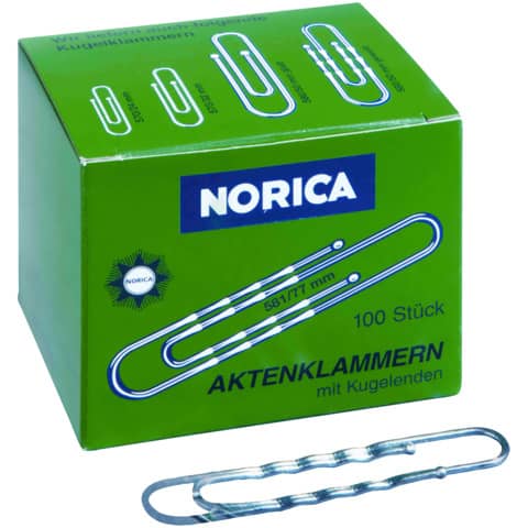 Büroklammer 77mm Norica, Kugelenden, 100 Stück NORICA 2262