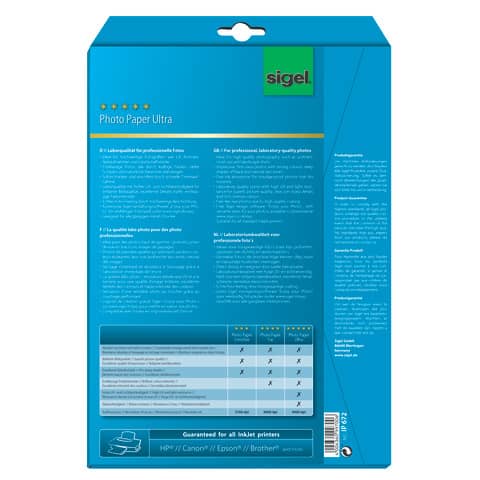 Inkjet Fotopapier Ultra, A4, 260g/m², 20 Blatt, matt SIGEL IP672