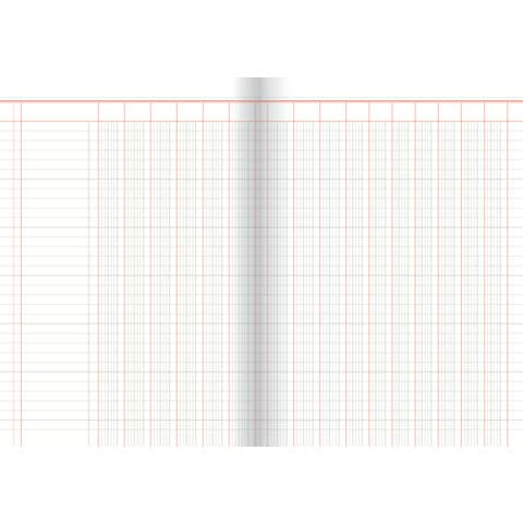 Spaltenbuch, A4, 16 Spalten/2 Seiten, 30 Blatt, Karton, liniert, rot/grau, rot RNK 3416