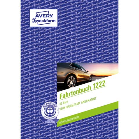 Fahrtenbuch Recycling, A5, Hardcover, 32 Blatt für 506 Fahrten AVERY ZWECKFORM 1222