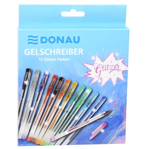 Gelschreiber Glitzer, 12 Stück, Blister DONAU 5110100-99